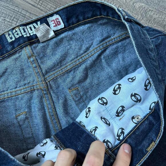 Vintage Y2K Anchor Blue Dark Denim Baggy Long Shorts Jorts - Picture 8 of 8